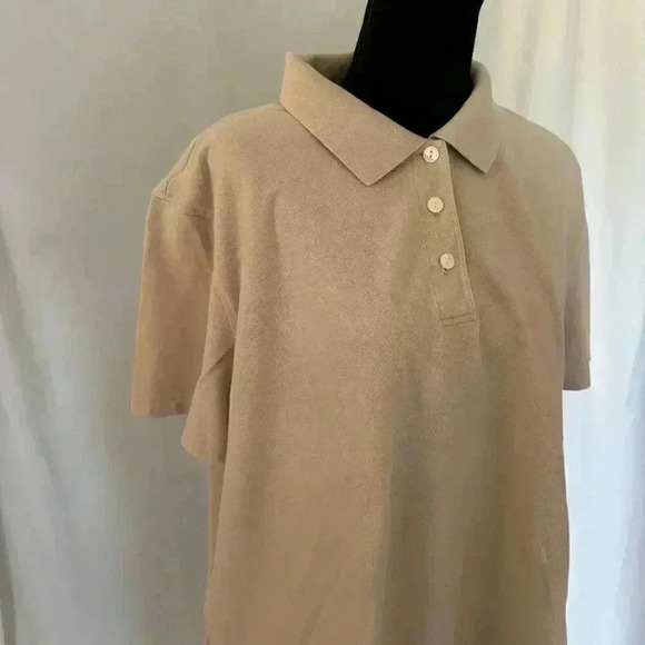 Y2k beige oversized polo solid Liz Claiborne women’s size 2 neutral minimalist - Picture 3 of 8